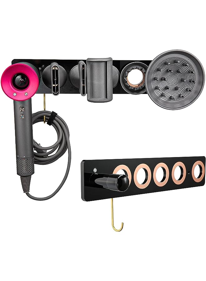 vesus Dryer Holder, Acrylic Wall Mount Bracket Stand Storage Rack Organizer Fits for Dyson Supersonic Hair Blow Dryer, Space Organizer for Bathroom/Bedroom/Washroom(Black) - Image 1