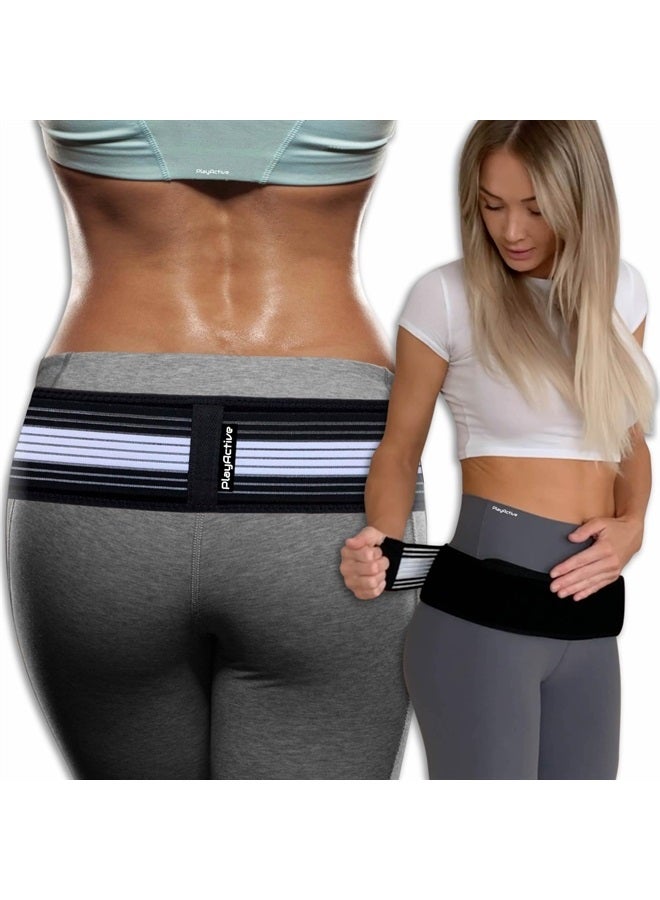 PlayActive Sacroiliac SI Joint Hip Belt - Lower Back Support Brace for Men and Women - Pelvic Support Belt - Trochanter Belt - Sciatica Pelvis Lumbar Hip Pain Relief (Regular) - Image 1