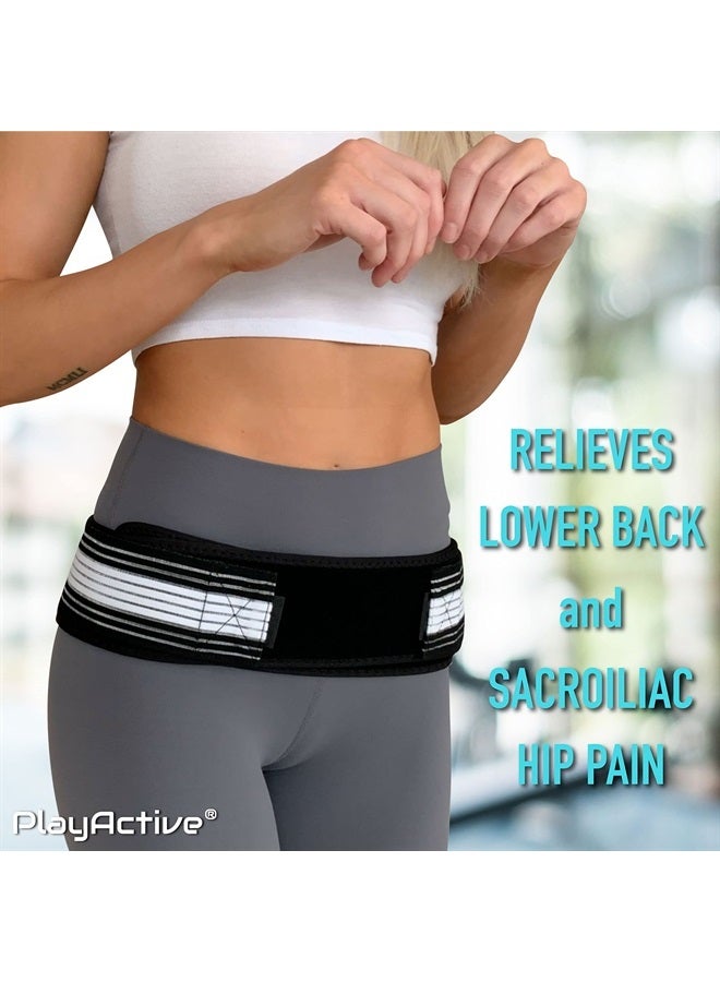 PlayActive Sacroiliac SI Joint Hip Belt - Lower Back Support Brace for Men and Women - Pelvic Support Belt - Trochanter Belt - Sciatica Pelvis Lumbar Hip Pain Relief (Regular) - Image 2