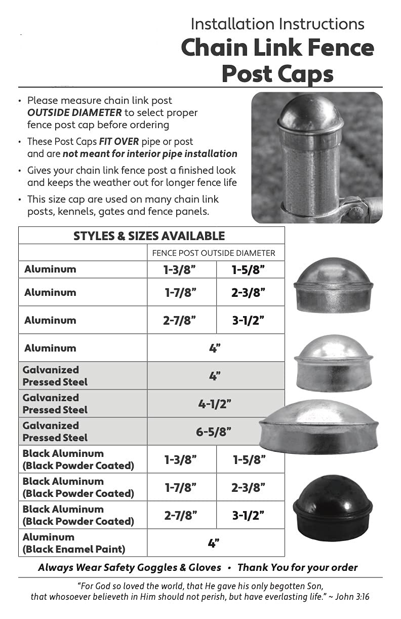 Jake Sales 3-1/2"" Chain Link Fence Post Cap - Use For 3-1/2"" Outside Diameter Post/Pipe - Aluminum Chain Link Post Cap (Each) - Image 4