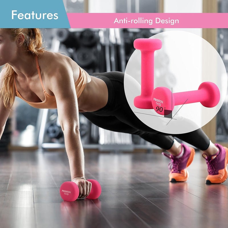 PROIRON مجموعة أوزان دمبل PROIRON نيونبرين (5كجم×2 رمادي) - Image 4
