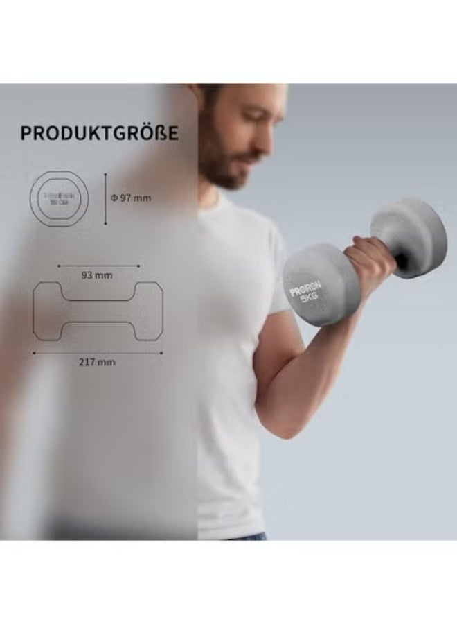 PROIRON مجموعة أوزان دمبل PROIRON نيونبرين (5كجم×2 رمادي) - Image 2