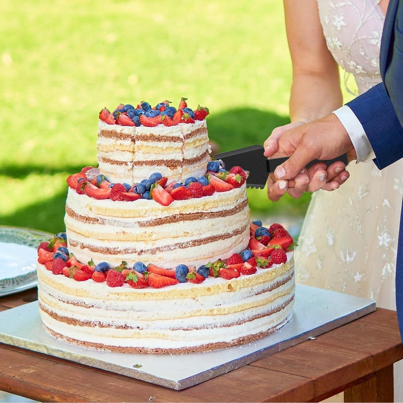 Tinsky 50Pcs Plastic Disposable Cake Cutter 9.1Inch Wedding Pie Server Plastic Spatula Cake Server Cutting Knives Pie Pizza Pastry Slicer Serving Utensils (Black) - Image 5