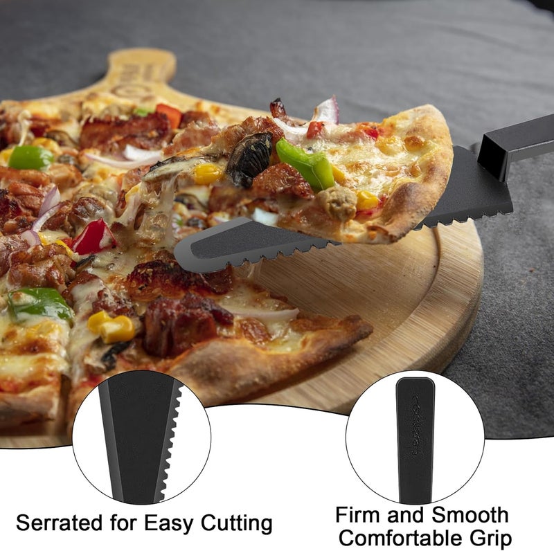 Tinsky 50Pcs Plastic Disposable Cake Cutter 9.1Inch Wedding Pie Server Plastic Spatula Cake Server Cutting Knives Pie Pizza Pastry Slicer Serving Utensils (Black) - Image 3