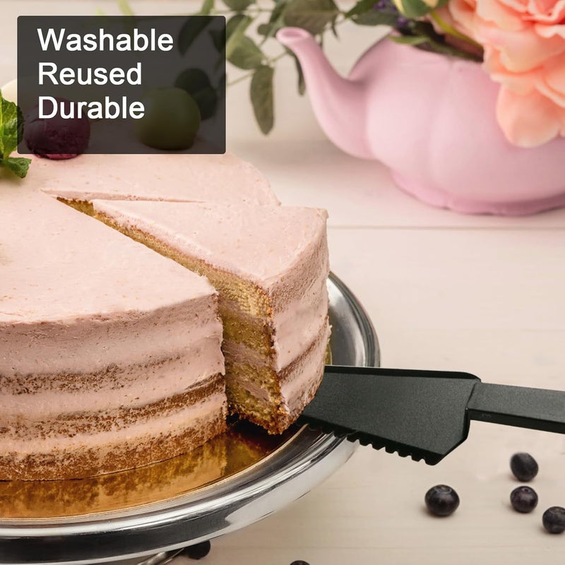 Tinsky 50Pcs Plastic Disposable Cake Cutter 9.1Inch Wedding Pie Server Plastic Spatula Cake Server Cutting Knives Pie Pizza Pastry Slicer Serving Utensils (Black) - Image 2