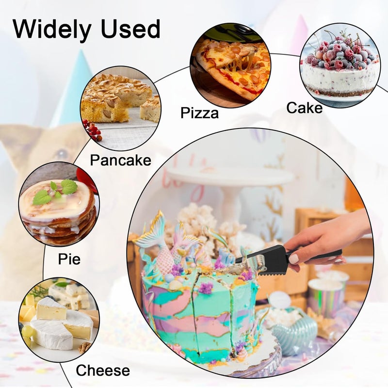Tinsky 50Pcs Plastic Disposable Cake Cutter 9.1Inch Wedding Pie Server Plastic Spatula Cake Server Cutting Knives Pie Pizza Pastry Slicer Serving Utensils (Black) - Image 4