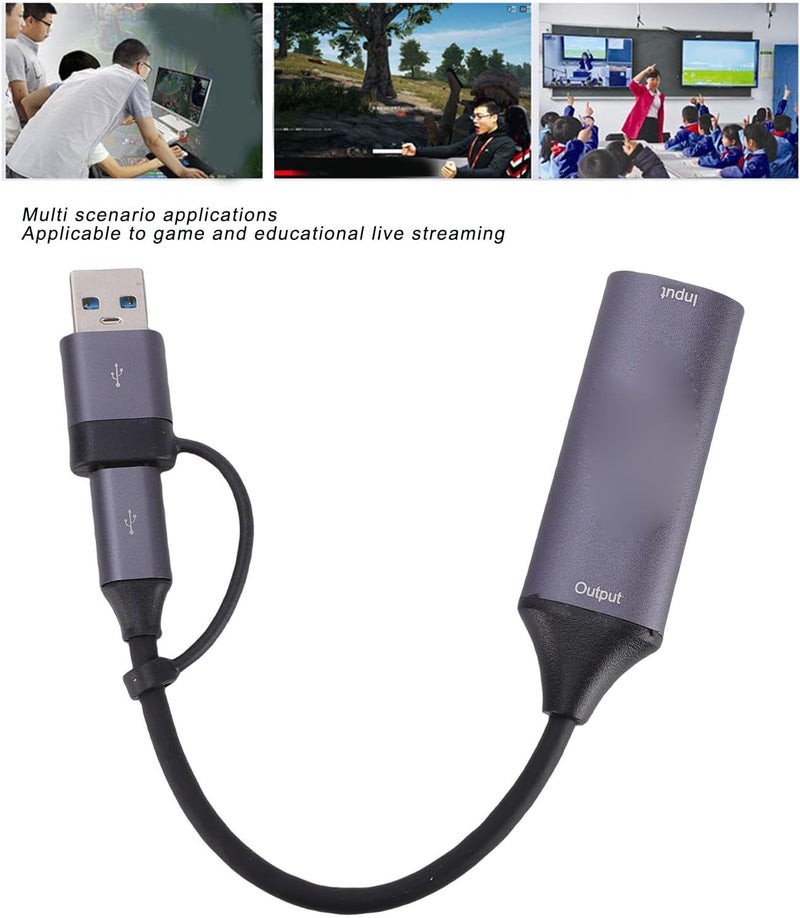 وزن معتدل بطاقة التقاط الفيديو، 4K 30Hz 1080P 60FPS HDMI إلى USB 3.0 من النوع C، مسافة نقل طويلة، مخصصة للألعاب والبث المباشر وتسجيل الفيديو تصميم عملي شائع بالسعودية - Image 3