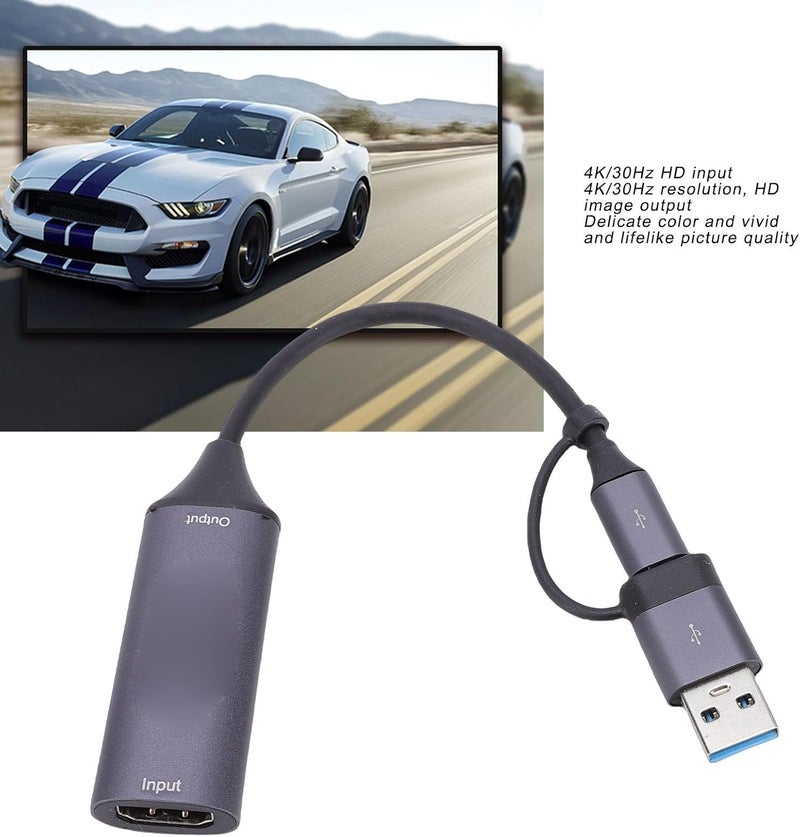 وزن معتدل بطاقة التقاط الفيديو، 4K 30Hz 1080P 60FPS HDMI إلى USB 3.0 من النوع C، مسافة نقل طويلة، مخصصة للألعاب والبث المباشر وتسجيل الفيديو تصميم عملي شائع بالسعودية - Image 4