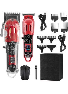 WAIKIL WAIKIL T3 Transparent Electric Hair Clipper for Men Professional Beard Trimmer Grooming Kit for Men Hair Cutting Shears for Men with 4Position Adjustable Putter Red 