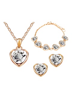 3-Piece Crystal Heart Jewelry Set