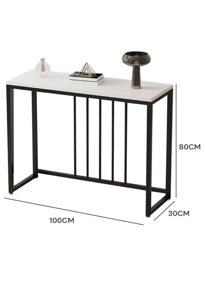 AGD - Entryway Console Table, Narrow MDF Side Table, Stainless Steel Frame and Bases, Table for Hallway and Living Room, White - Image 1