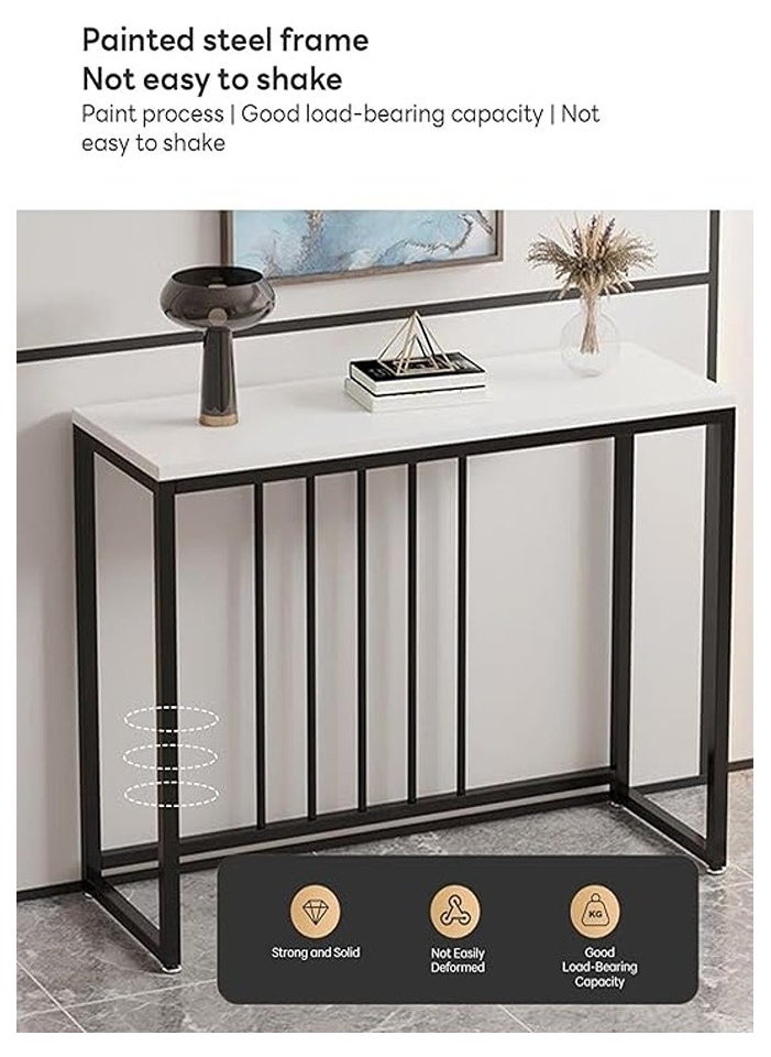 AGD - Entryway Console Table, Narrow MDF Side Table, Stainless Steel Frame and Bases, Table for Hallway and Living Room, White - Image 1