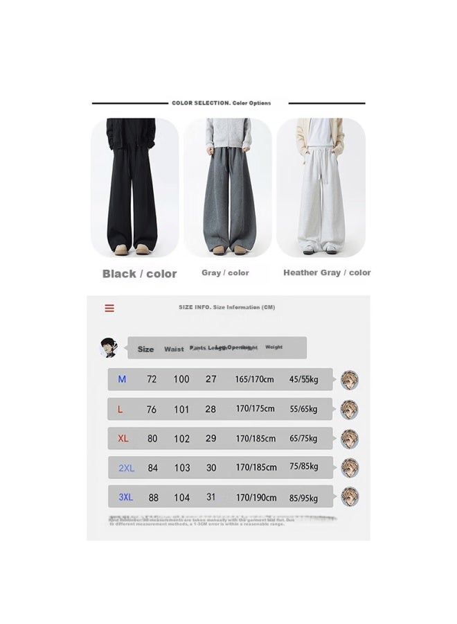 Dingfengbaoluo Solid Color Casual Men's Pants Spring Loose Draped Curved Blade Versatile Sports Wide-leg Sweatpants Mkx80 Gray L - Image 3