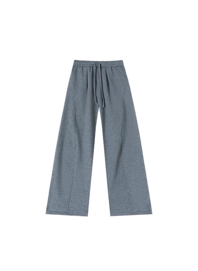 Dingfengbaoluo Solid Color Casual Men's Pants Spring Loose Draped Curved Blade Versatile Sports Wide-leg Sweatpants Mkx80 Gray L - Image 4