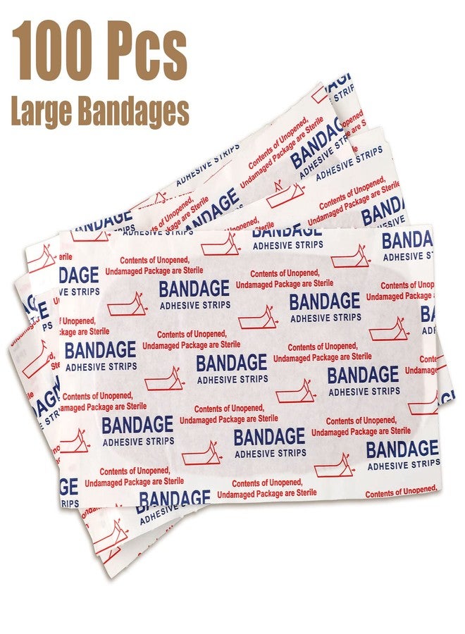 Sinmoe 100 Pcs Large Big Flexible Adhesive Bandages Wound Care Latex Free Fabric PE Bandages for Care and Protect Wounds, 2 x 4 Inch(Brown) - Image 2