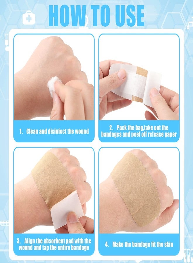 Sinmoe 100 Pcs Large Big Flexible Adhesive Bandages Wound Care Latex Free Fabric PE Bandages for Care and Protect Wounds, 2 x 4 Inch(Brown) - Image 5