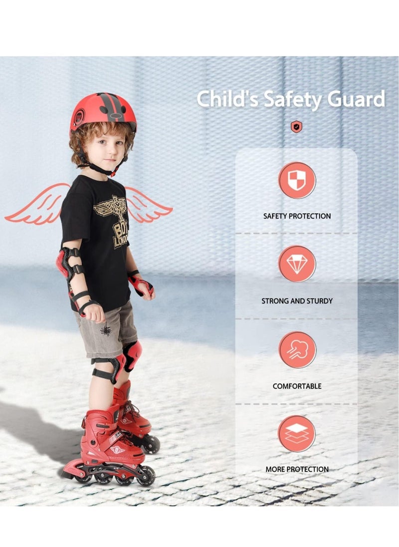 Dubkart - Bike Helmet Set for Kids with Knee , Elbow & Wrist Pads(Red) - Image 1