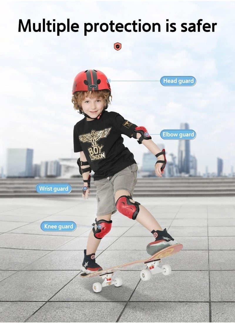 Dubkart - Bike Helmet Set for Kids with Knee , Elbow & Wrist Pads(Red) - Image 1