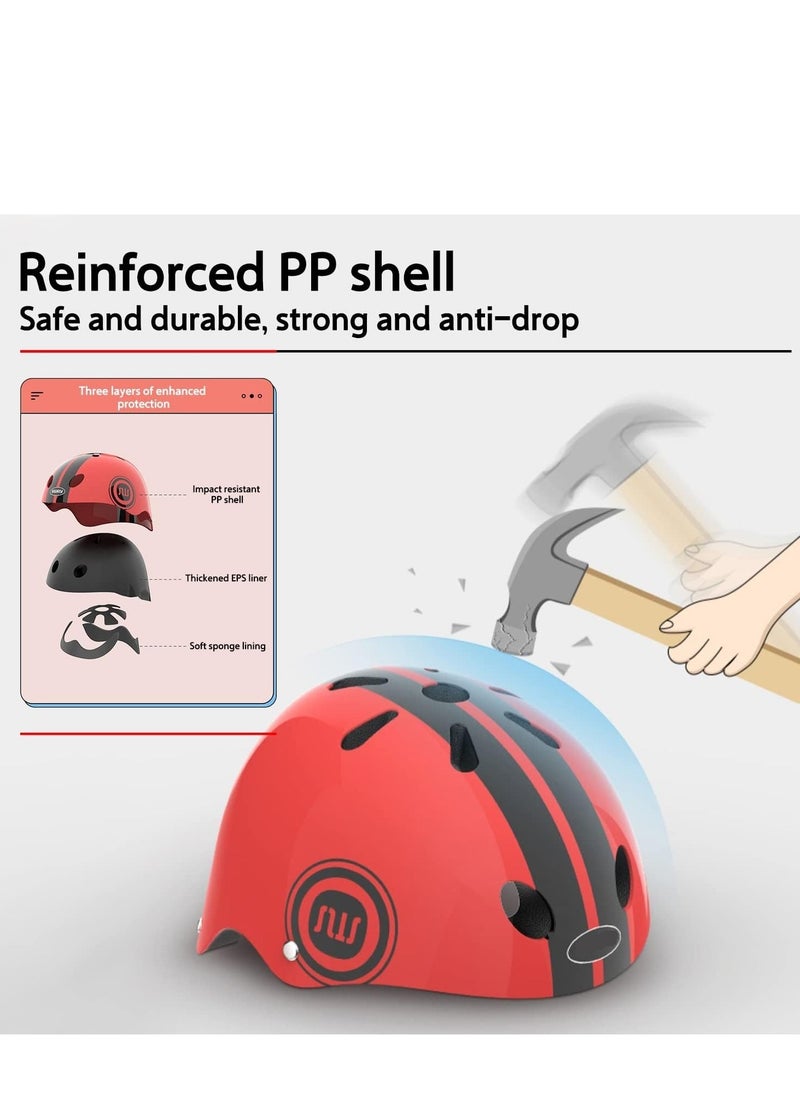 Dubkart - Bike Helmet Set for Kids with Knee , Elbow & Wrist Pads(Red) - Image 1