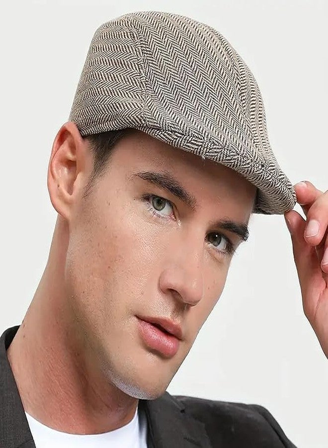 Fashiol Men’s Classic Flat Cap | Herringbone Tweed Style Ivy Hat | Lightweight Breathable Newsboy Cap for Casual & Formal Wear Multicolour - Image 5