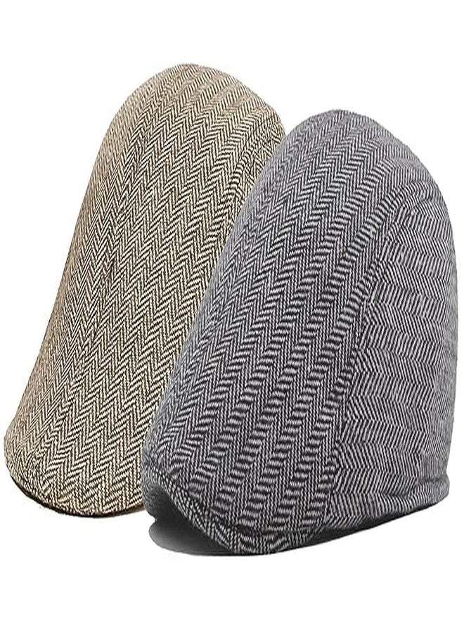 Fashiol Men’s Classic Flat Cap | Herringbone Tweed Style Ivy Hat | Lightweight Breathable Newsboy Cap for Casual & Formal Wear Multicolour - Image 3