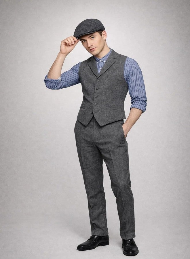 Fashiol Men’s Classic Flat Cap | Herringbone Tweed Style Ivy Hat | Lightweight Breathable Newsboy Cap for Casual & Formal Wear Multicolour - Image 4