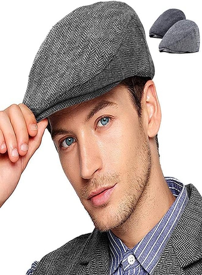 Fashiol Men’s Classic Flat Cap | Herringbone Tweed Style Ivy Hat | Lightweight Breathable Newsboy Cap for Casual & Formal Wear Multicolour - Image 1