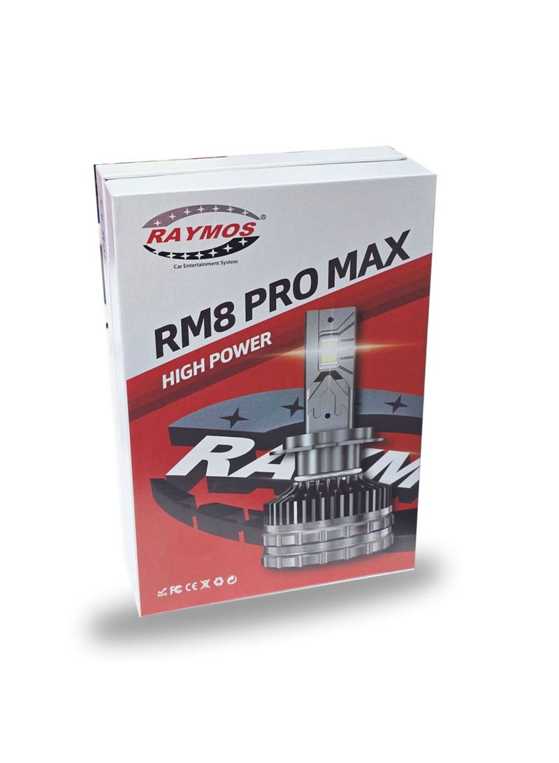 Raymos H4 H/L RM8 Pro Max LED Bulb Headlight – 75W, 15000LM, 6000K Color Temparature - Image 2