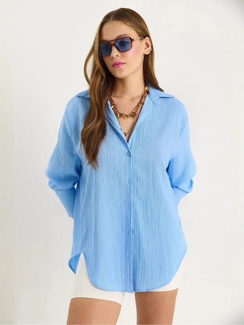 Bianco Lucci LUCCI Oversized Textured Shirt