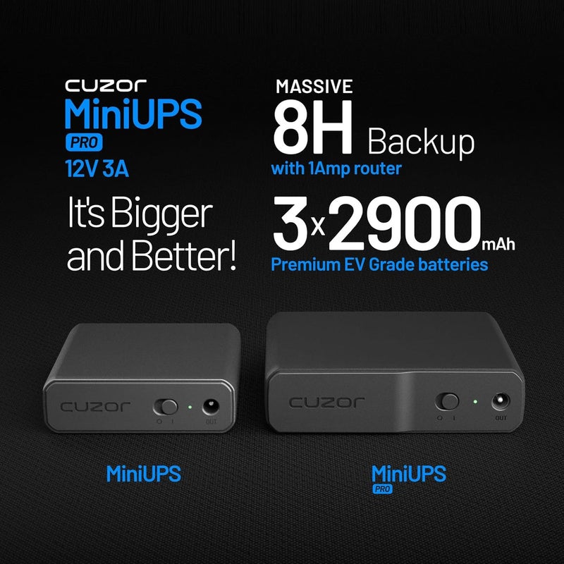 Cuzor UPS مصغر برو 12 فولت لجهاز التوجيه UPS حتى 3 أمبير | حتى 8 ساعات | 3×2900 مللي أمبير | UPS طاقة احتياطية واي فاي | UPS مصغر لجهاز التوجيه - Image 3