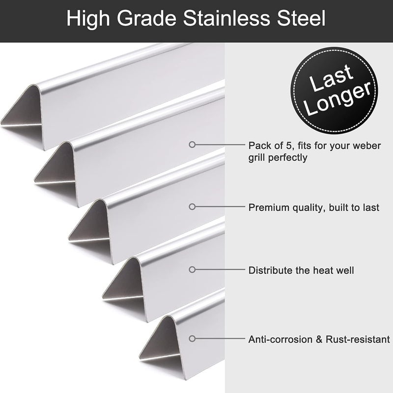 Criditpid 24.5" 7540 Flavorizer Bars Compatible for Weber 7539, Genesis 300 Series, E310, E320, S310, S320 Grills with Side-Controls, 5-Pack Stainless Steel Flavor Bars Parts for Weber Genesis 300 - Image 5