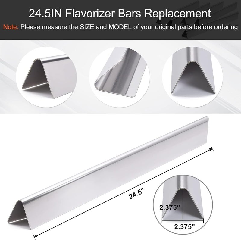Criditpid 24.5" 7540 Flavorizer Bars Compatible for Weber 7539, Genesis 300 Series, E310, E320, S310, S320 Grills with Side-Controls, 5-Pack Stainless Steel Flavor Bars Parts for Weber Genesis 300 - Image 3