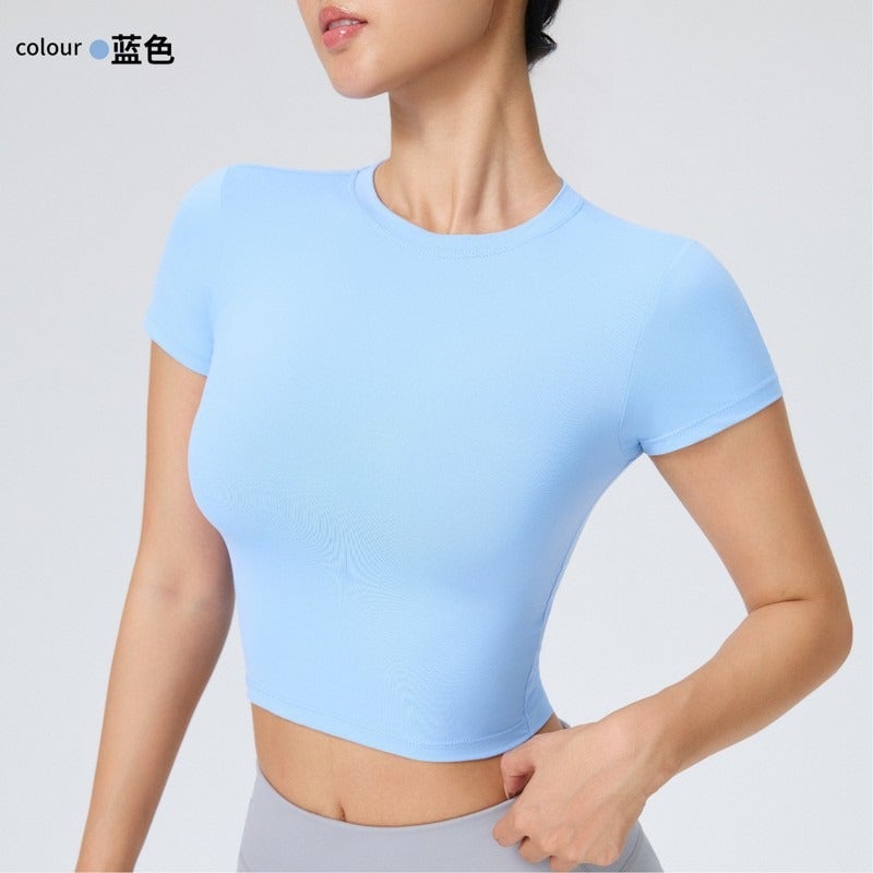 Fu Yao Women's Quick-Dry Fitted Yoga T-Shirt Short Sleeve for Running & Fitness - Image 1