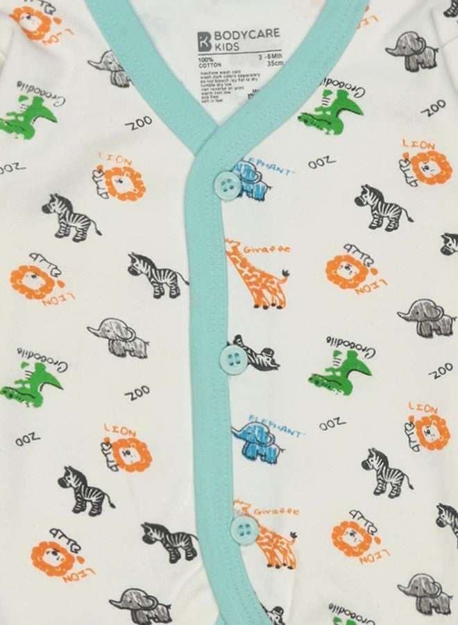 BODYCARE Unisex Printed Top & Pajami Set - Sky Blue & White - Image 3