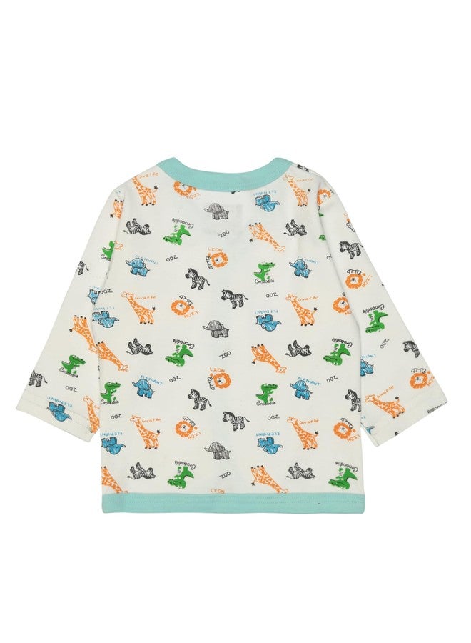 BODYCARE Unisex Printed Top & Pajami Set - Sky Blue & White - Image 2