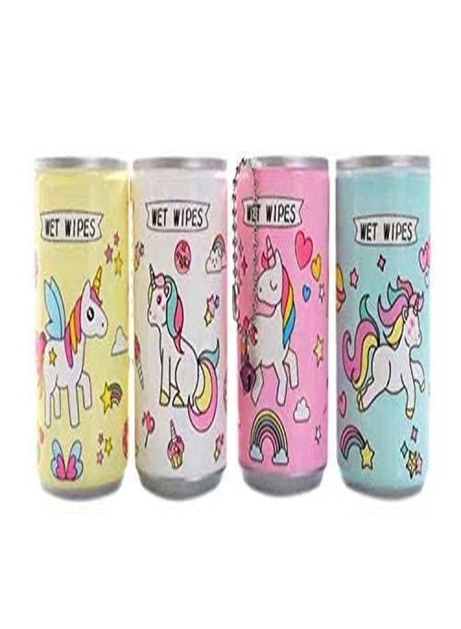 FAIRY FIRSTUnicorn Tin Shape Mini Portable Wet Wipes Tissue Can for Cleaning Face Body for Kids Women and Men Wet Wipes - Pack of 3 - Image 1
