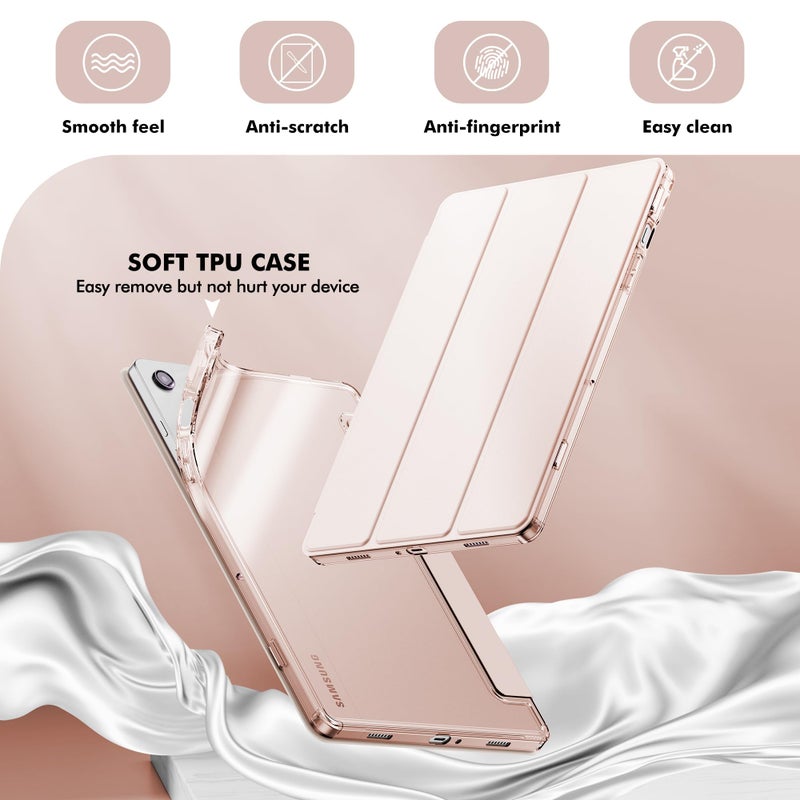 INFILAND Case for Galaxy Tab A9 Plus 5G, Slim Stand Crystal Clear Protective Smart Cover for Samsung Galaxy Tablet A9+/A9 Plus 11 Inch 2023 Model (SM-X210/X216/X218)[Auto Wake/Sleep] Rose Gold - Image 4