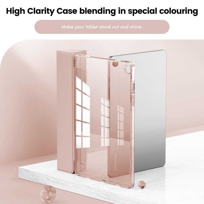 INFILAND Case for Galaxy Tab A9 Plus 5G, Slim Stand Crystal Clear Protective Smart Cover for Samsung Galaxy Tablet A9+/A9 Plus 11 Inch 2023 Model (SM-X210/X216/X218)[Auto Wake/Sleep] Rose Gold - Image 3