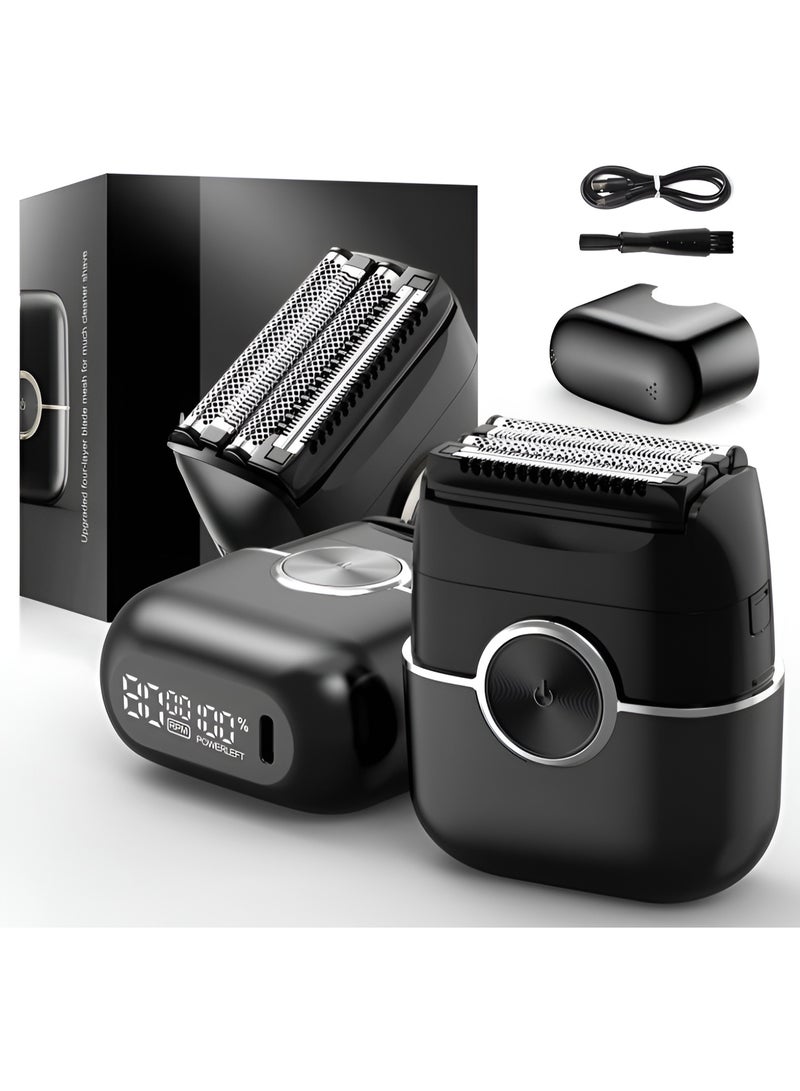 Electric Foil Shavers for Men, Upgraded Mini Electric Razor with 4 Floating Blades & Big LED Display - Foil Shaver for Men with 2 Gears Adjustable - Face Shaver with IPX7 Waterproof Wet/Dry, USB Type C - Image 1