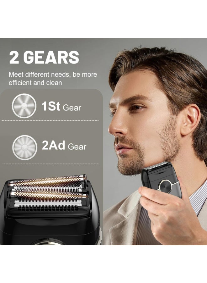 Electric Foil Shavers for Men, Upgraded Mini Electric Razor with 4 Floating Blades & Big LED Display - Foil Shaver for Men with 2 Gears Adjustable - Face Shaver with IPX7 Waterproof Wet/Dry, USB Type C - Image 3