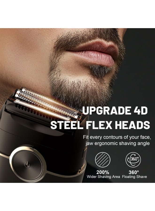 Electric Foil Shavers for Men, Upgraded Mini Electric Razor with 4 Floating Blades & Big LED Display - Foil Shaver for Men with 2 Gears Adjustable - Face Shaver with IPX7 Waterproof Wet/Dry, USB Type C - Image 4
