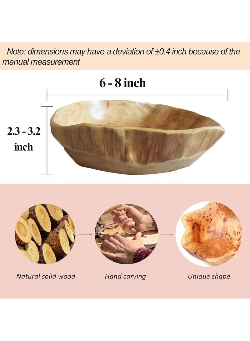 general Handcrafted rural wooden fruit bowls with natural edges and organic shapes, wooden containers for snacks, candies, keys, eco-friendly hand-carved decorative trays, and farmhouse kitchen decorations (15 cm to 19 cm) - Image 5