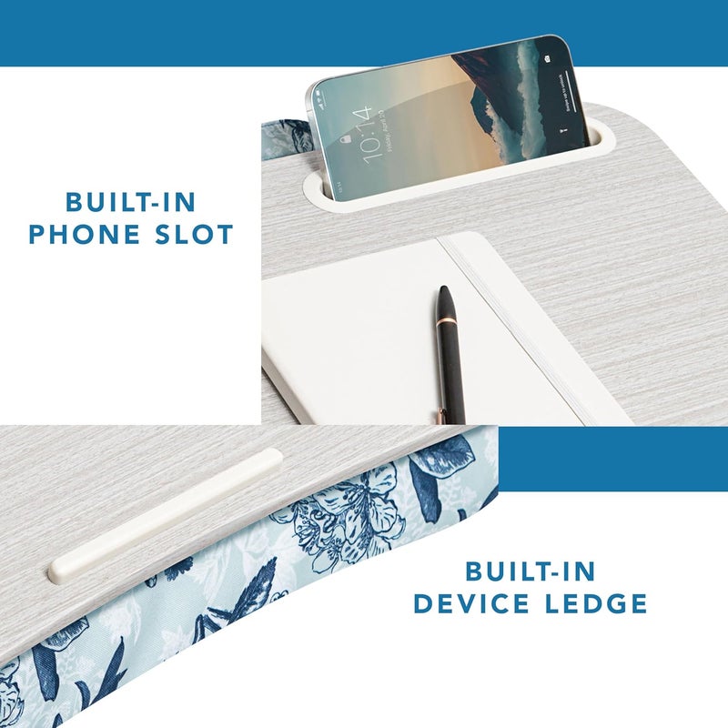 LapGear Designer Lap Desk with Phone Holder and Device Ledge - Blue Blossoms - Fits up to 15.6 Inch Laptops - Style No. 45433 - Image 4