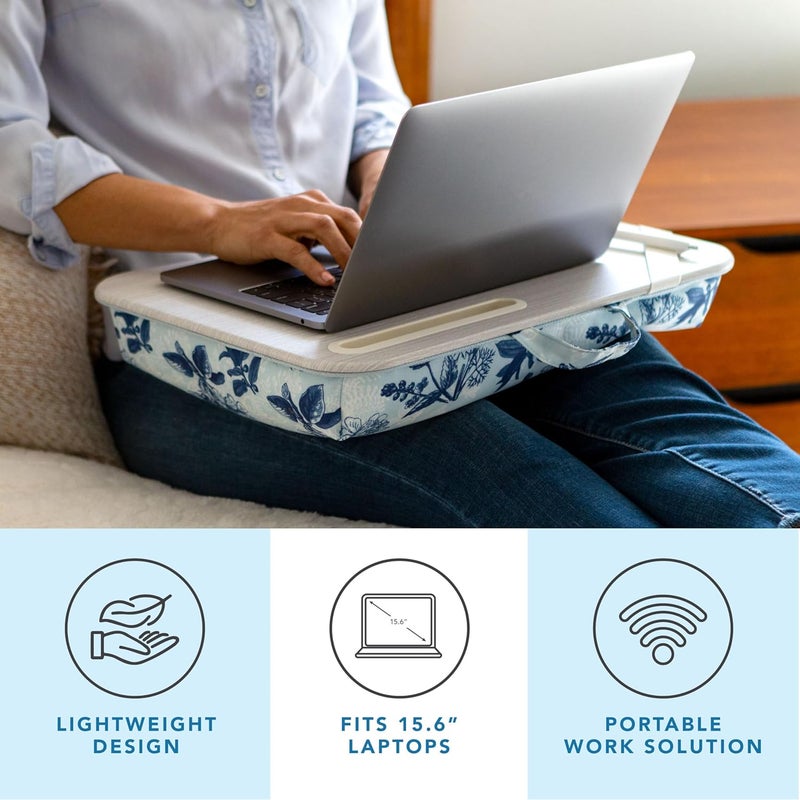 LapGear Designer Lap Desk with Phone Holder and Device Ledge - Blue Blossoms - Fits up to 15.6 Inch Laptops - Style No. 45433 - Image 2