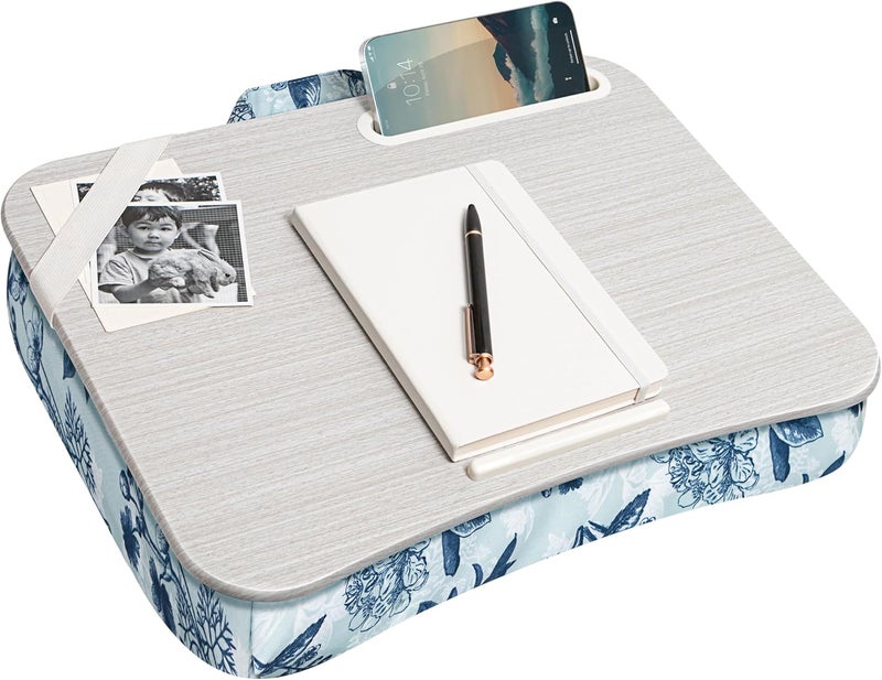 LapGear Designer Lap Desk with Phone Holder and Device Ledge - Blue Blossoms - Fits up to 15.6 Inch Laptops - Style No. 45433 - Image 1
