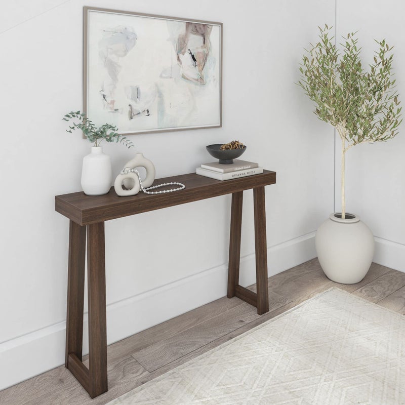 Plank+Beam Solid Wood Console Table, 46 Inch, Sofa Table, Narrow Entryway Table for Hallway, Behind The Couch, Living Room, Foyer, Easy Assembly, Walnut - Image 1