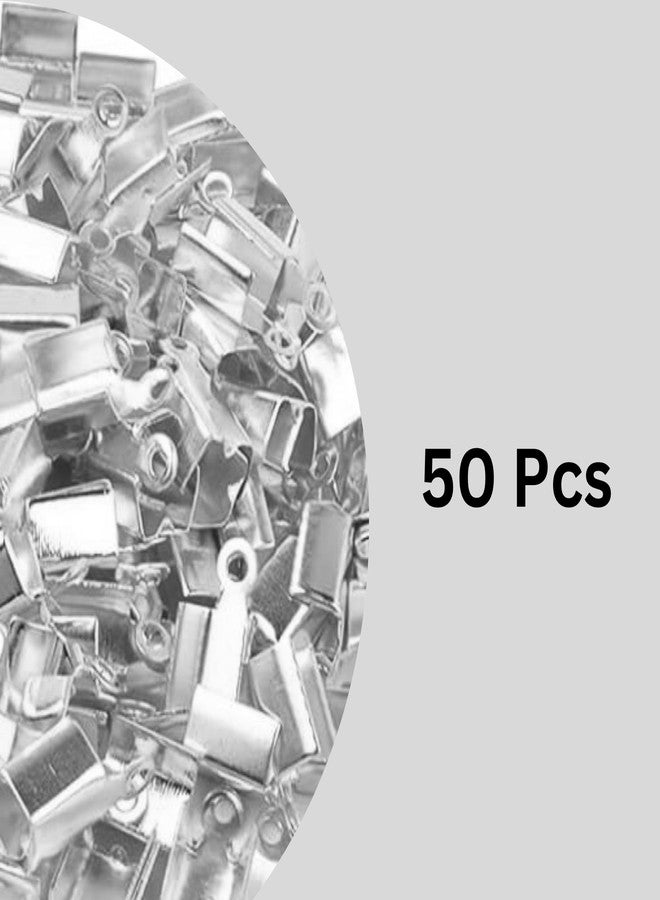 ST logo Fold Crimp Ends Silver Fold Over Crimps Cord Ends Leather Ribbon Ending Clasp Tips Crimp End Tips for Jewelry Making Jewelry Connector Components DIY Art & Crafts (50 Pcs Silver) - Image 4