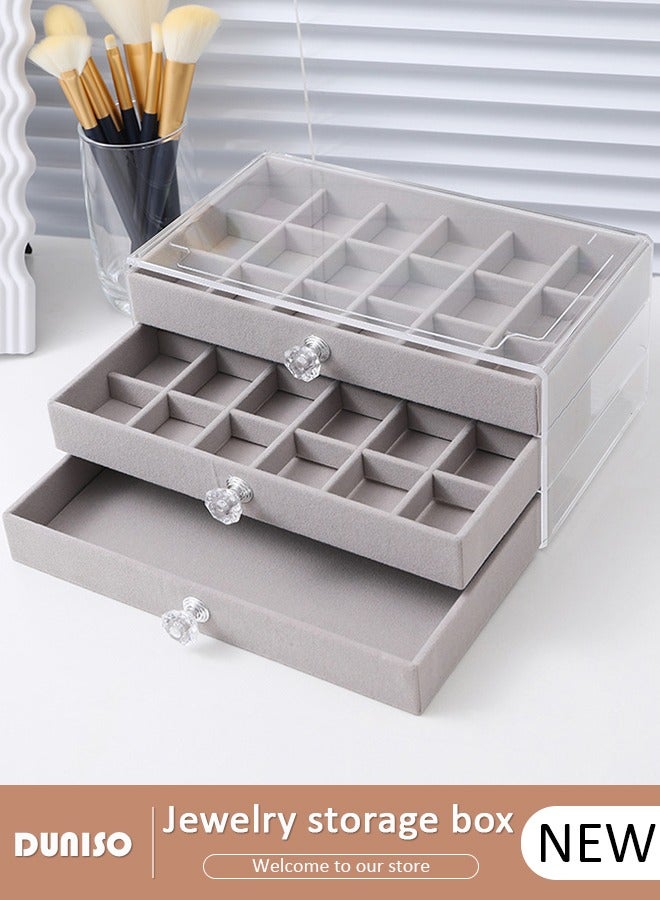 DUNISO Jewelry Box Organizer for Women,Earring Organizer Jewelry Organizer Box,3 Layer Jewelry Display Storage Box Large Jewelry Box for Necklaces and Bracelets Earring and Ring - Image 1