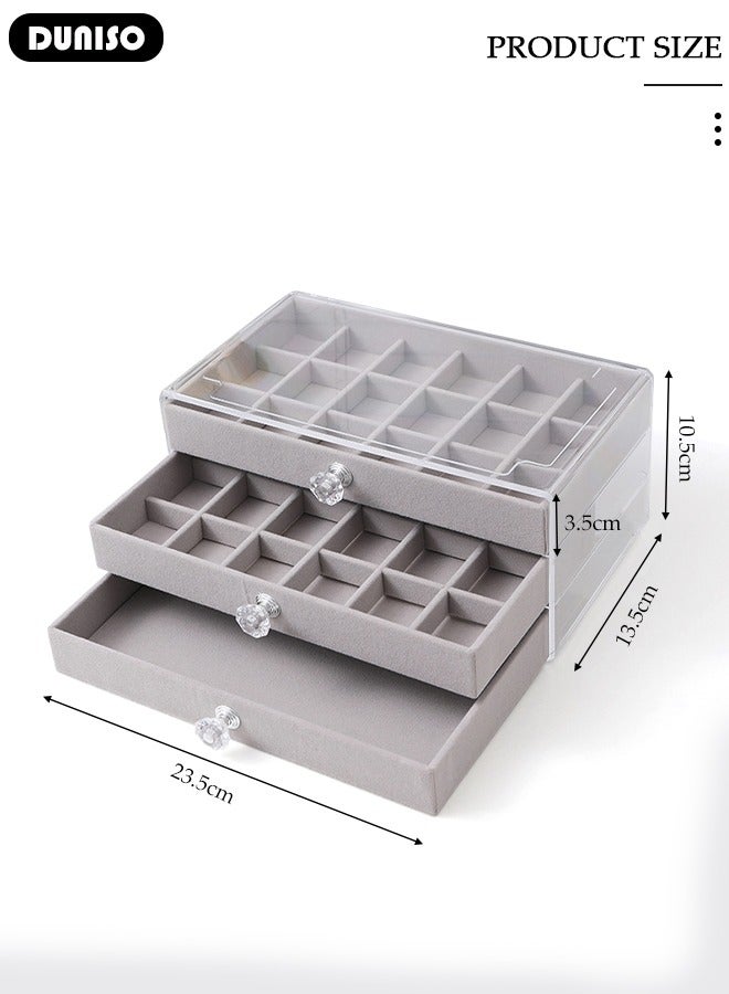 DUNISO Jewelry Box Organizer for Women,Earring Organizer Jewelry Organizer Box,3 Layer Jewelry Display Storage Box Large Jewelry Box for Necklaces and Bracelets Earring and Ring - Image 2