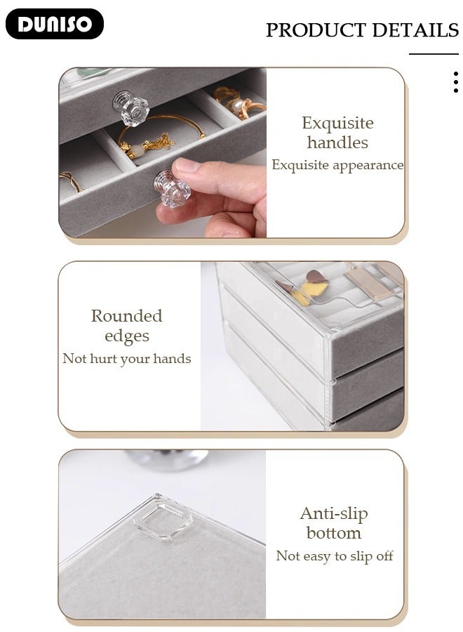 DUNISO Jewelry Box Organizer for Women,Earring Organizer Jewelry Organizer Box,3 Layer Jewelry Display Storage Box Large Jewelry Box for Necklaces and Bracelets Earring and Ring - Image 3